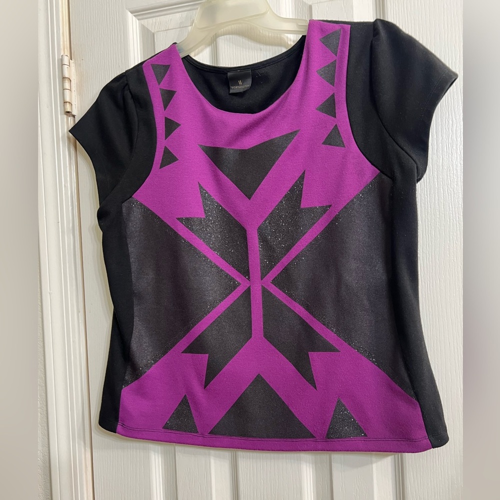 Worthington Geometric Black and Purple Women's Top size M